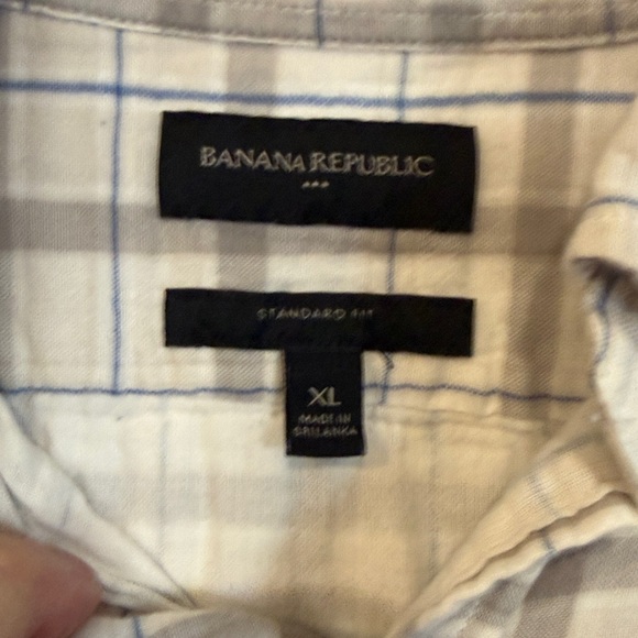 Banana Republic Men's Tan Plaid Button Down Shirt Size XLT - Picture 3 of 11